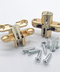 Hidden Door Hinges With Screws Mortise Mount Concealed Cross Hinges For Folding Wooden Doors Gold Zinc Alloy 4 Piece Pack