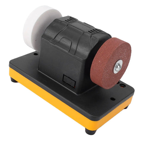 Heavy Duty Mini Bench Grinder With 3 Inch Grinding Wheel, Portable Cordless Angle Tool For Polishing And Sharpening viewed from side.