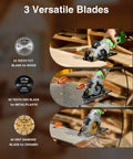 TaskStar 4-1/2 Inch Mini Circular Saw Laser Guide 4.8A Motor 4000 RPM with 3 blades for wood, metal, and ceramic cutting.