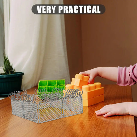 Slick Light Gray Plastic Miniature Fence Kit With Dead Simple Snap Together Design For Farm Diorama And Prison Model Builds A Top Notch DIY Playset arranged with colorful blocks on a wooden table.