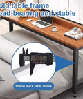 Heavy Duty Adjustable Height Rolling Desk Cart With Smooth Gliding Casters And Rock Solid Oak Finish Top with 50mm thick frame.