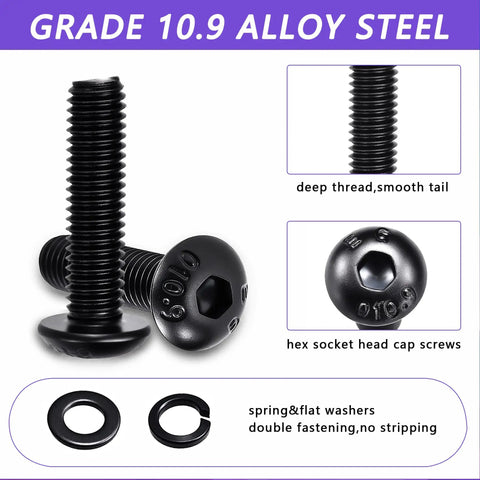 2205 Piece Metric Screws Set M2 M3 M4 M5 Assortment Kit With Hex Socket Button Head Bolts Nuts And Washers Black Zinc Plated