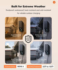 Top Shelf Level 2 Electric Charger 50 Amp 240V Nacs Plug Hardwired showcases dustproof, waterproof, heat and cold resistant features.