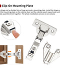 Full Overlay Face Frame Soft Close Concealed Cabinet Hinges Clip On 105 Degree 3 Way Adjustable 50 Pack for kitchen cabinet doors