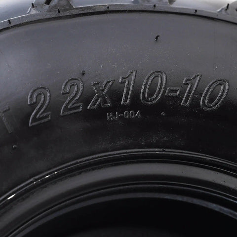 Close-up of 22x10-10 tire on a 44 Inch Rear Axle Kit For Go Karts And DIY Builds, Tough As Nails, 1120mm Length, 1.3 Inch Thick Live Axle