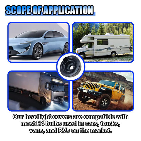 2 Pack 85mm H4 Headlight Dust Covers With 20mm Hole Rubber Seal Protective Covers for Cars SUVs Trucks Application
