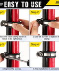 Four-step installation of 25 Pcs Rubber Cable Clamps Five Eighth Inch Stainless Steel Insulated Wire Clamps for easy cable management.