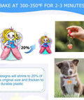 Big Size A4 Heat Shrink Paper Keychain Kit For Christmas Crafts showing shrinking process and result on keychain and dog tag