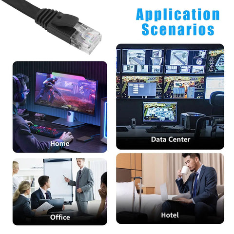 Retractable Cat6 Flat Ethernet Cable 6.6 Ft For No Tangle High Speed 10Gbps Networking Flat Patch Cord usage scenarios