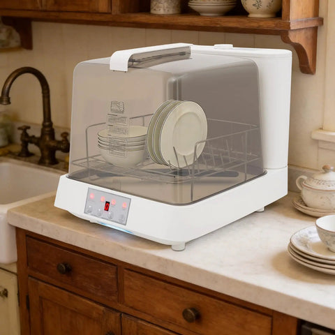 Skip The Sink Scrubbing With This Portable Countertop Dishwasher Boasting Three Cycle Options no hookup hassles, four place setting capacity visible.