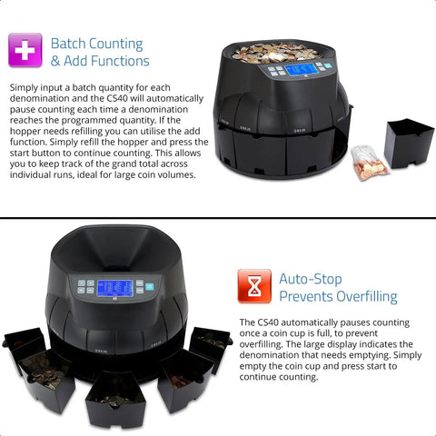 Hustle Ready Commercial Coin Counter And Sorter Roller Machine With Large Hopper Auto Reverse Motor smooth cash sorting with coins.