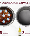 Big Boy 7qt Vacuum Insulated Ice Bucket With Lid And Scoop filled with 8 bottles, showing large capacity design for cold drinks.