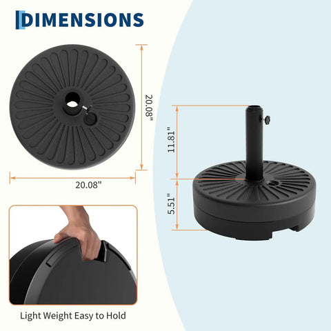 Heavy Duty 80Lb Patio Umbrella Base Built Tough To Keep Your Shade Standing In Wind With Adjustable Pole Adapter Fits 1.5 To 2.1 Inch Poles