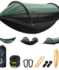 3 In 1 Camping Hammock Tent With Mosquito Net And Sunshade For Two, Ultralight And Extra Large, includes setup kit with straps