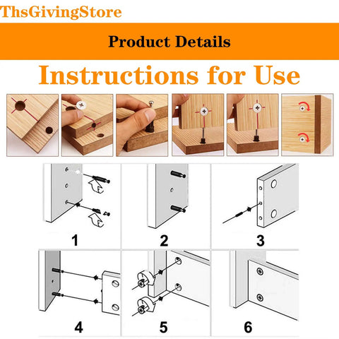 Instructions for use of 75 Pack Heavy Duty Cam Lock Nuts With Tough As Nails Furniture Connector Hardware.