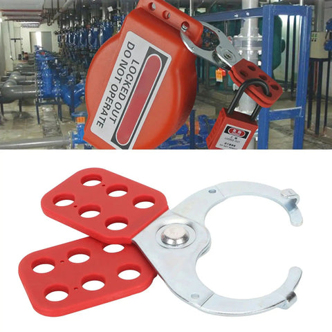 Heavy Duty Nylon Locking Deadbolt With Six Hole Labeling System, Rust Proof Construction, Red And Silver Finish for industrial use