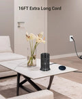 16Ft Power Strip Tower With 12 Outlets And 5 USB Ports ETL Surge Protector on living room coffee table