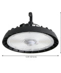 Heavy Duty 200W Led High Bay Shop Light With Motion Sensor, Kickin 26000 Lumens Dimmable Fixture, Slick Ufo Design, Dang Bright 5000K White Glow, Straight Up Black Finish For Warehouses, round black UFO light