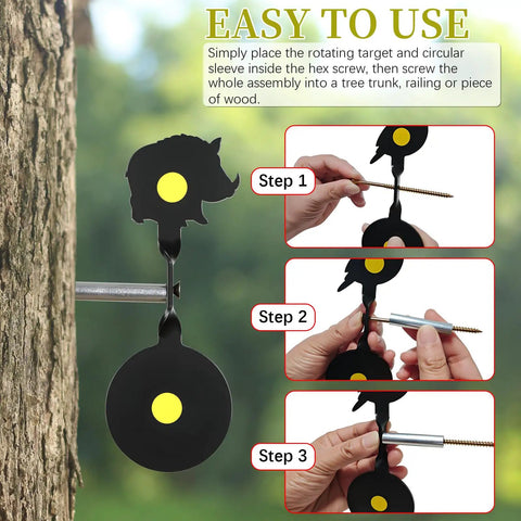 Metal Spinning Targets With Auto Reset For BB Guns And Air Rifles, 4 Silhouette Targets Deer Bird Turkey Wild Boar installation steps