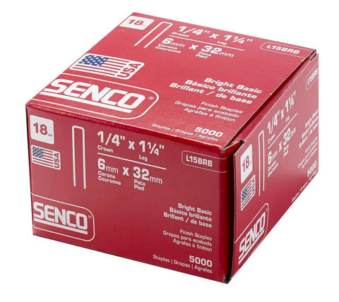 18 Gauge Finish Staples One And A Quarter Inch Length With One Quarter Inch Crown For Cabinets Bright Finish 5000 Count