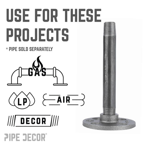 2 Inch Malleable Iron Floor Flanges Set Of 4 For Standard 2 Inch Threaded Pipes And Fittings, industrial uses like gas and air