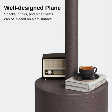Round Table Patio Heater 48,000 BTU With Dual Layer Stainless Burner And Wheels Bronze Finish ETL Certified showcasing top surface.