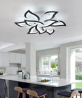 Five Petal Flower LED Flush Mount Ceiling Light With Remote Control Dimmable Acrylic Fixture in modern kitchen setting