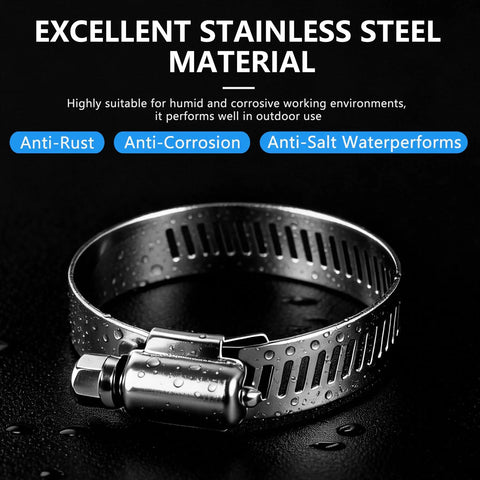 186 Piece 304 Stainless Steel Hose Clamp Kit With Eight Sizes From One Quarter To Two Inches Built To Last Heavy Duty