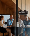 Self-Adhesive Office Door Sign For Home And Business, Waterproof And Fade-Resistant Modern Matte Black Sticker on glass door