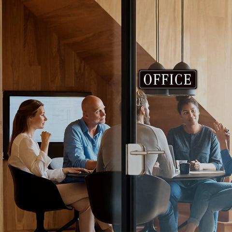 Self-Adhesive Office Door Sign For Home And Business, Waterproof And Fade-Resistant Modern Matte Black Sticker on glass door