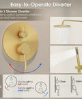 Image of the 2-in-1 diverter for the All In One Shower System With 8 Inch Rain Shower Head And Handheld Sprayer Wall Mounted Brushed Nickel Fixtures.