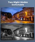12MP PoE Security Camera System With 8 Cameras, showcasing switchable color night vision and infrared black-and-white modes