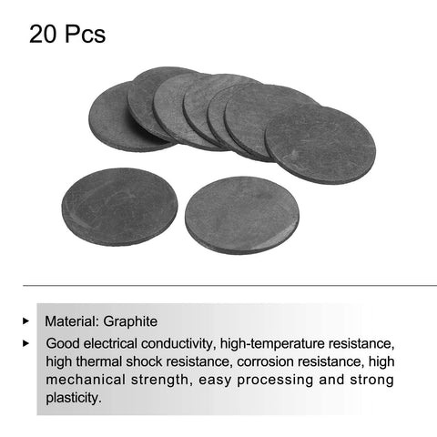 Heavy Duty Round Graphite Disk Ingot, 23 Mm Diameter, 1.2 Mm Thick, High Purity Graphite Plate For Melting, Casting And Electrolysis, 20 Pcs
