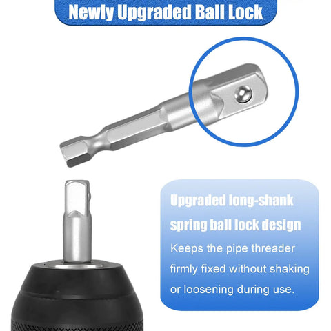 4 In 1 PVC Pipe Threader Kit For One Half Inch Three Quarter Inch One Inch Pipes With Internal And External Thread Cutting Tool Plastic Pipe Threading Tool And Water Pipe Wrench Drill Compatible For DIY Plumbing Repair long-shank ball lock