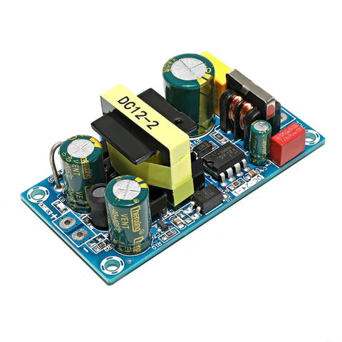 Heavy Duty Industrial AC DC Power Converter Converts 110 220 V Down To Smooth 12 V At 72 Watt Peak with capacitors and circuit.
