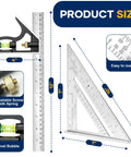 Killer Combination Square And 12 Inch Rafter Square Carpenter Tool Set dimensions showing a 12 inch ruler and 7 inch rafter square.