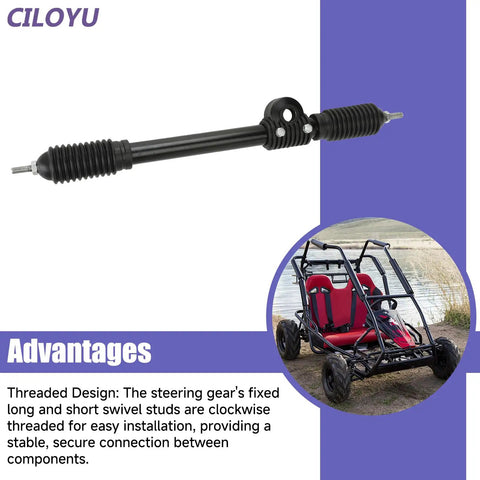 Steering Gear Assembly Compatible With Coleman KT196 CK196 196cc 6.5HP Go Kart And Kandi 110cc Quad, precision steering shaft shown