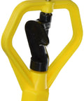 Ten Pack Heavy Duty Spinning Head Sprinklers With One Half Inch Pipe Threads For Sick Garden Coverage And Forty Foot Diameter Full Circle Water Spray Built Tough From Impact Resistant Abs Plastic For Hassle Free Smart Controller Hookup And Nursery Care, yellow sprinkler head close view.