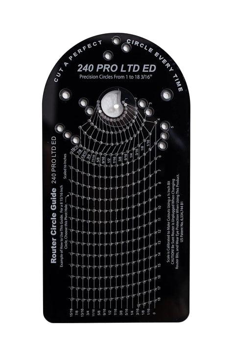 Pro Circle Cutter Kit For Routers Delivers Precise Circles From 1 Inch To 18 3/16 Inches guide plate with measurements