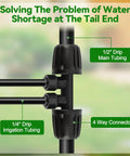 Drip Irrigation Fittings Kit 1/2 Inch To 1/4 Inch Quick Connect With Four Plugs Fits 12/16mm To 4/7mm Tubing Anti Leak Four Way Splitter