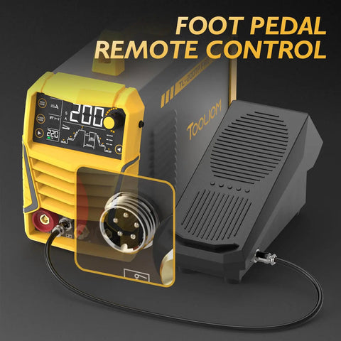 5 Pin TIG Welding Foot Pedal With 16 Ft Cable Adjustable 0 To 250 Amps Non Slip Surface Amperage Control next to welder