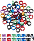 Multi-colored Lightweight Aluminum Bird Foot Rings Set With Serial ID Tags for pigeons, parrots, doves, 8.5mm dia, 6mm inner