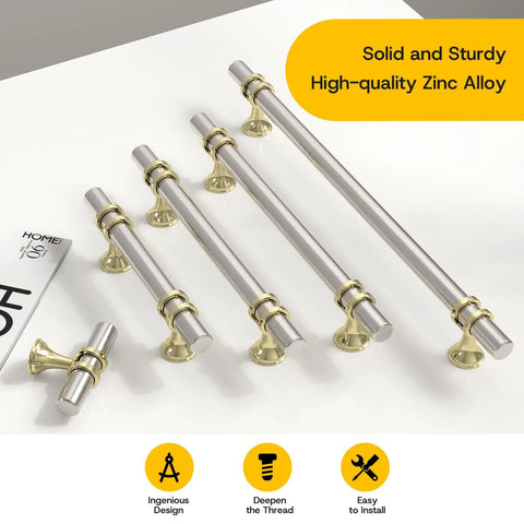 10 Pack Brushed Nickel And Gold Cabinet Knobs Set For Kitchen Cabinets And Vanities with zinc alloy construction