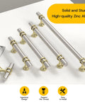 10 Pack Brushed Nickel And Gold Cabinet Handles And Drawer Knobs Set, Seven And A Half Inch Hole Center, Zinc Alloy Furniture Pulls