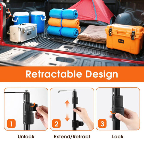 Magnetic Truck Bed Cargo Grabber Reach Tool With Telescoping 2.5 to 6.3 Ft Reach Double Hooks Heavy Duty Pickup Truck Accessory For Quick Cargo Retrieval In Trailer Or RV