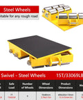 Heavy Duty Floor Skate Rollers With PU Steel Caster Wheels Boasting 180 Degree Free Steering and a solid surface for heavy loads.