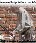 Elderly man using Tough As Nails U Shaped Wall Mounted Grab Bar For Stairs With Nonslip Grip for safety and support.