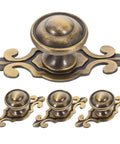Top Shelf Vintage Zinc Alloy Cabinet Handles With Backplate And Secure Screws 4 Pack Single Hole Drawer Pulls and Cupboard Knobs, antique bronze finish.