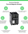 Homeline 40 Amp 2 Pole Circuit Breaker For Residential 120 To 240V AC Plug In Mount 10kA Breaking Capacity UL Listed image