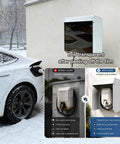 Universal Ev Charger Protective Cover Outdoor Weatherproof Electric Vehicle Charging Station Enclosure Tough As Nails Metal Housing in snow.